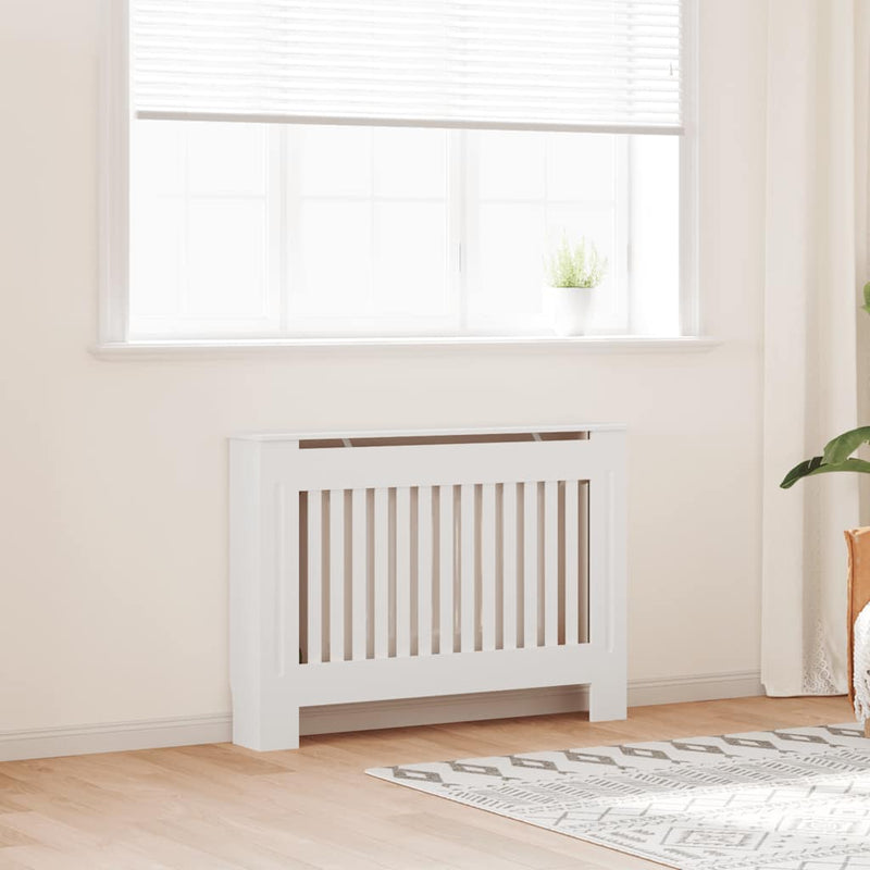 Load image into Gallery viewer, Vidaxl radiatorombouw 112 cm mdf wit

