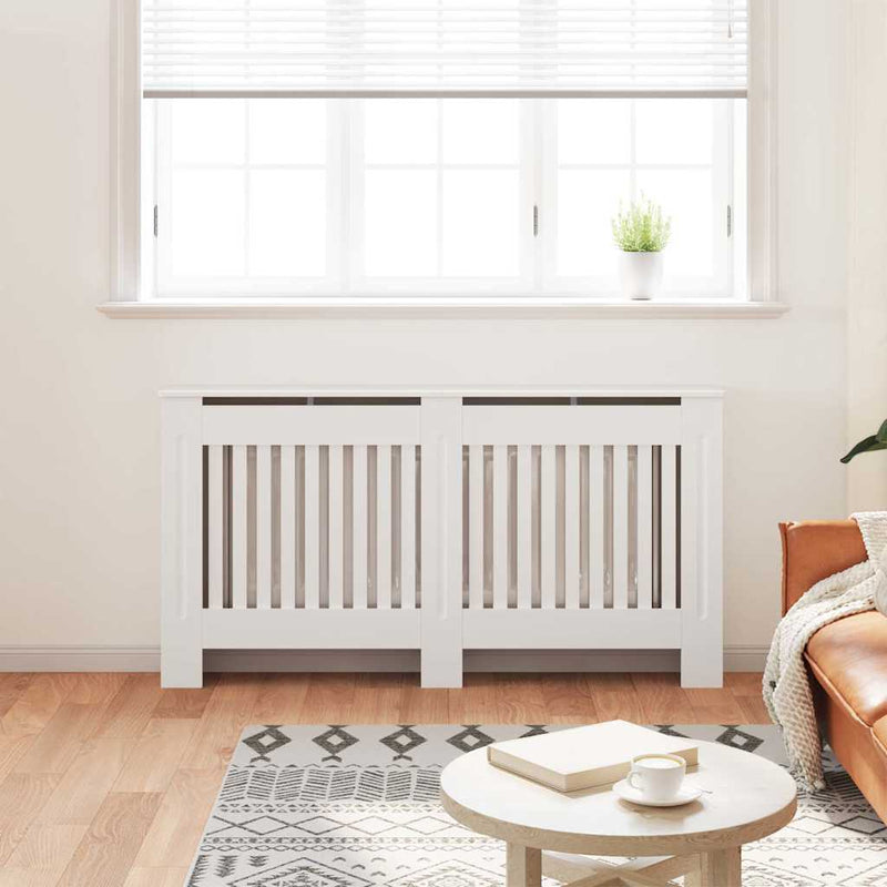 Load image into Gallery viewer, Vidaxl radiatorombouw 152 cm mdf wit
