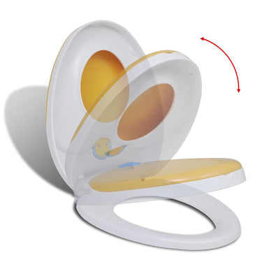 Vidaxl toiletbril voor volwassenen kinderen soft-close wit en geel