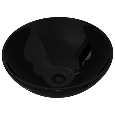 Vidaxl wasbak, keramiek, rond, zwart 325 mm