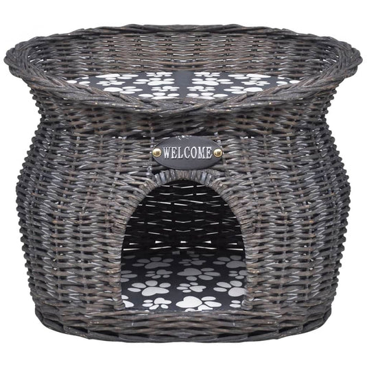Vidaxl kattenbed huis krabpaal met kussen wilgen