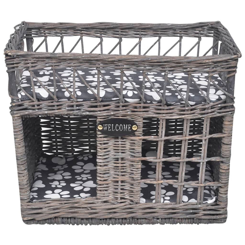 Load image into Gallery viewer, Vidaxl kattenbed huis krabpaal met kussen vierkant wilgen
