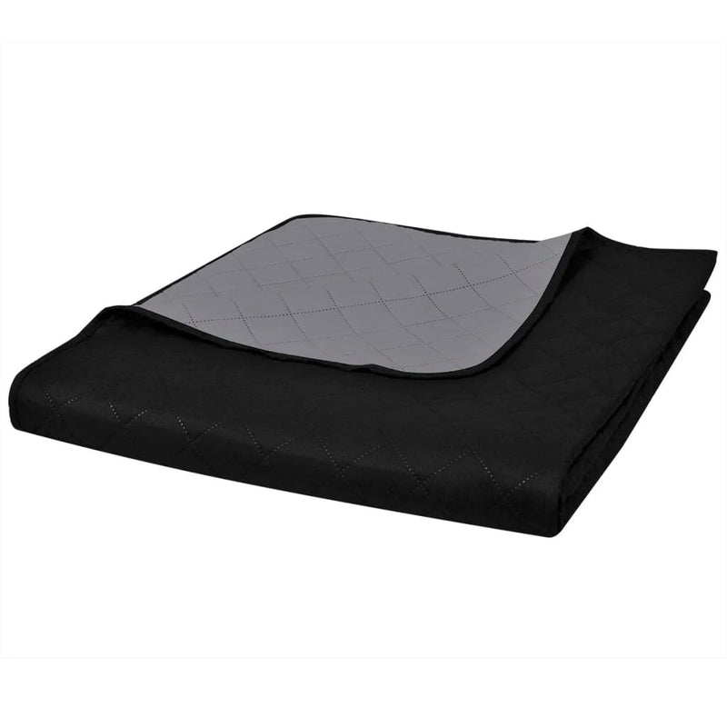 Load image into Gallery viewer, Vidaxl bedsprei gewatteerd dubbelzijdig 230x260 cm zwart grijs
