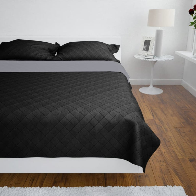 Load image into Gallery viewer, Vidaxl bedsprei gewatteerd dubbelzijdig 230x260 cm zwart grijs
