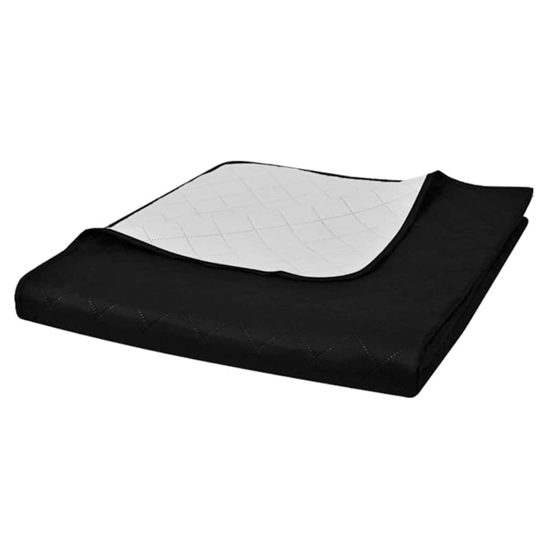 Load image into Gallery viewer, Vidaxl bedsprei gewatteerd dubbelzijdig 170x210 cm zwart wit
