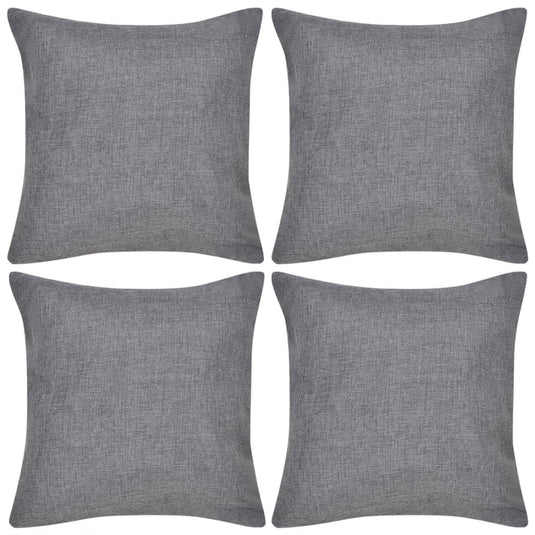 VidaXL Kussenhoezen linnen look 50 x 50 cm antraciet 4 stuks