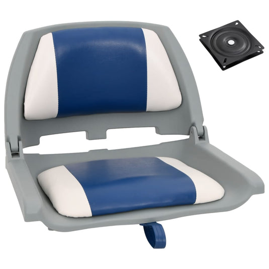Vidaxl 2-delige bootstoelenset met blauw-witte kussens inklapbaar