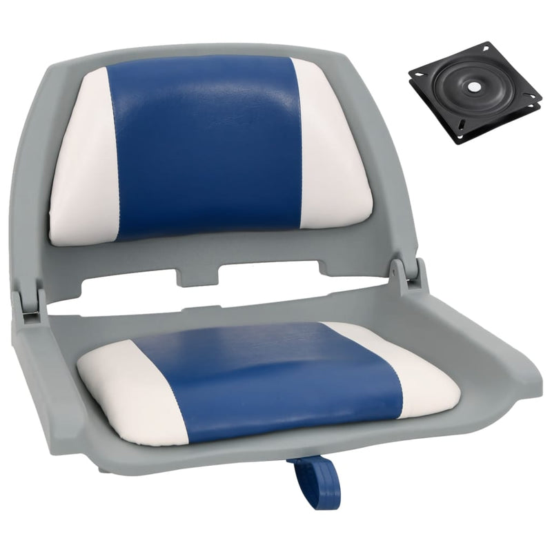 Load image into Gallery viewer, Vidaxl 2-delige bootstoelenset met blauw-witte kussens inklapbaar
