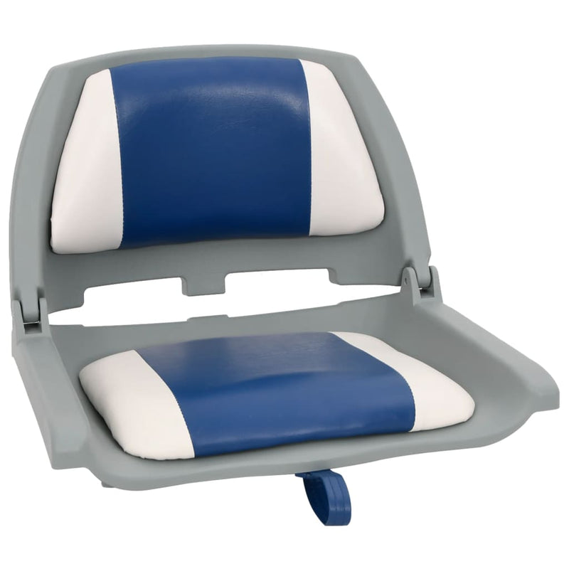 Load image into Gallery viewer, Vidaxl 2-delige bootstoelenset met blauw-witte kussens inklapbaar
