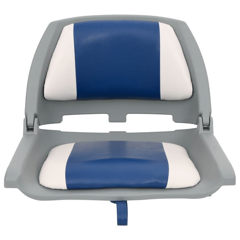 Load image into Gallery viewer, Vidaxl 2-delige bootstoelenset met blauw-witte kussens inklapbaar

