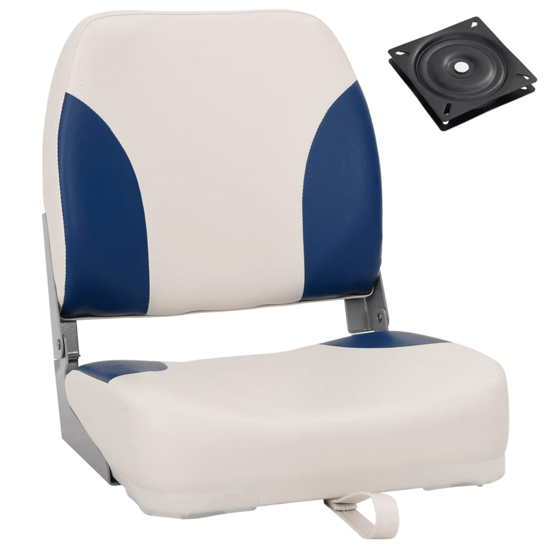 Load image into Gallery viewer, Vidaxl bootstoel 1 set met blauw-witte kussens inklapbaar
