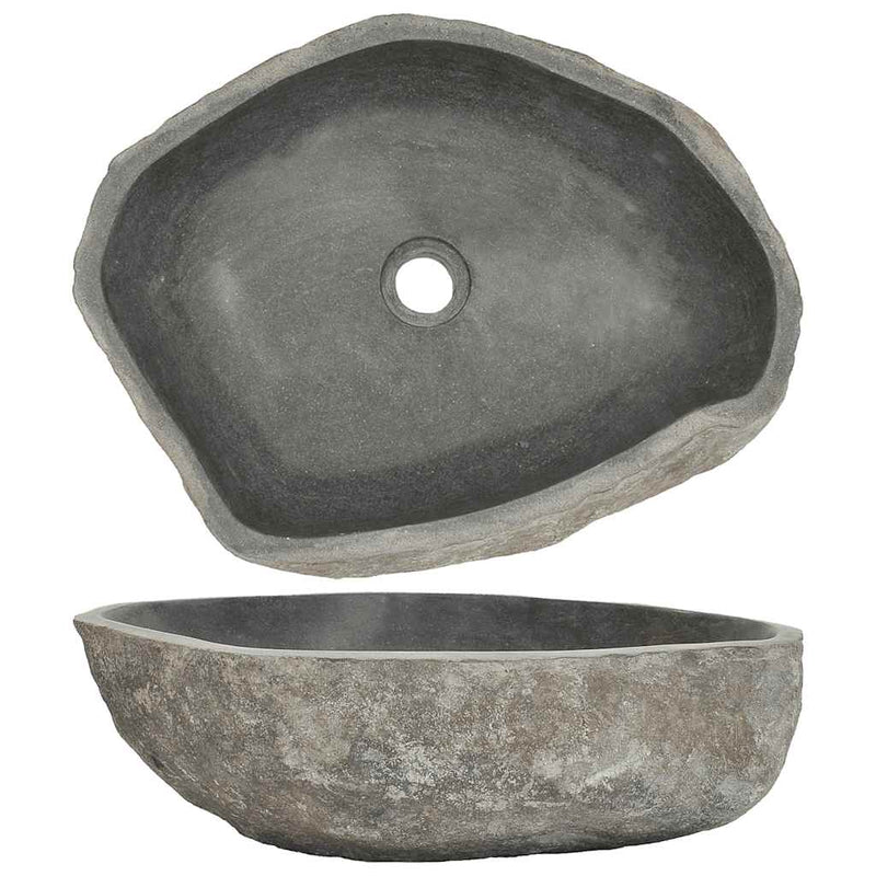 Load image into Gallery viewer, Vidaxl wastafel ovaal (45-53)x(34-41) cm riviersteen
