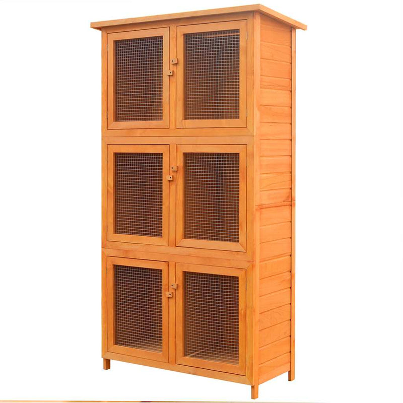 Load image into Gallery viewer, Vidaxl dierenhok 6 kamers hout
