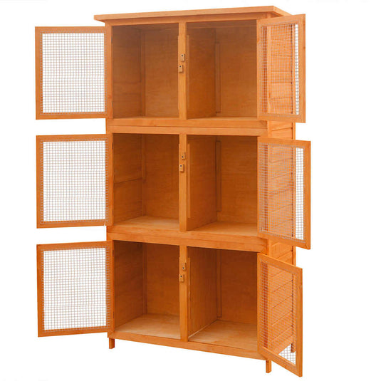 Vidaxl dierenhok 6 kamers hout