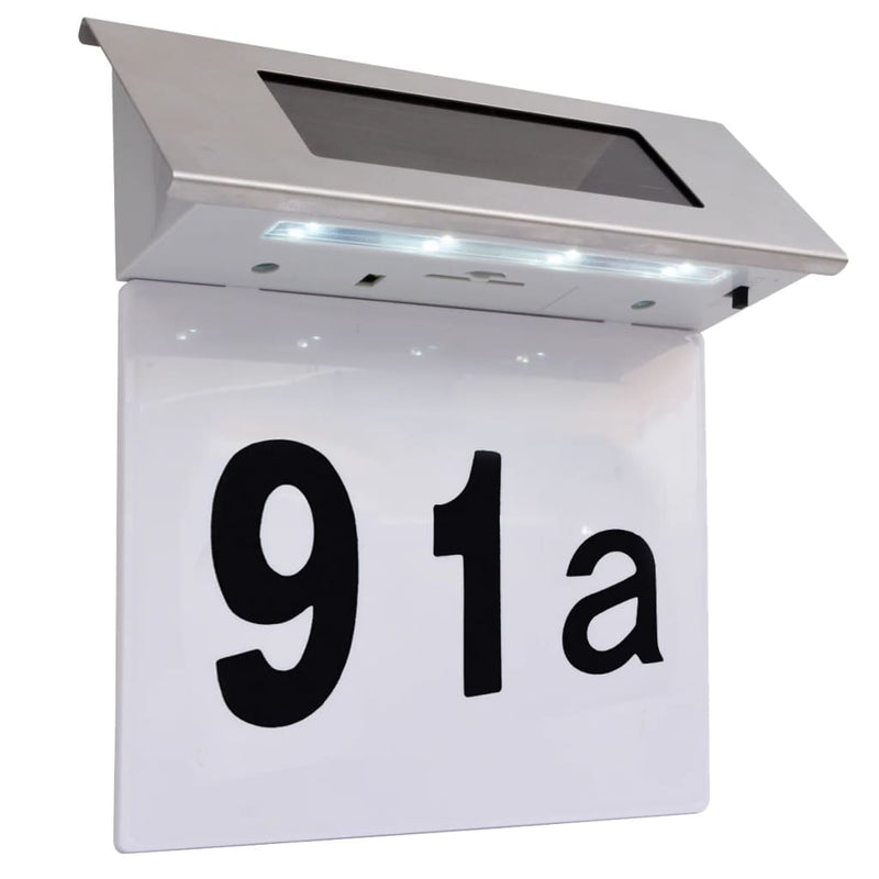 Load image into Gallery viewer, VidaXL LED-huisnummer op zonne-energie roestvrij staal
