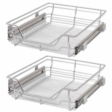 Vidaxl draadmanden uittrekbaar 2 st 500 mm zilverkleurig