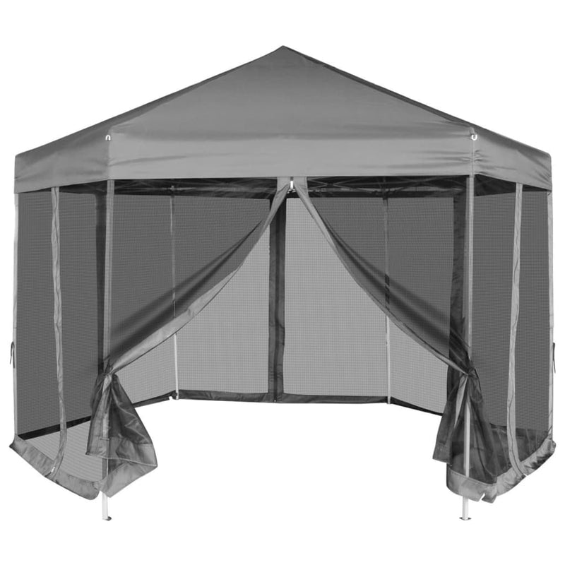 Load image into Gallery viewer, Vidaxl partytent pop-up zeshoekig met 6 zijwanden 3,6x3,1 m grijs
