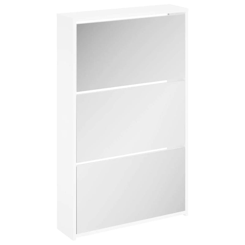 Load image into Gallery viewer, Vidaxl schoenenkast drielaags met spiegel 63x17x102,5 cm wit
