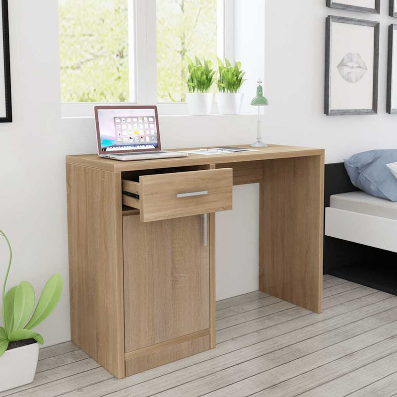 Load image into Gallery viewer, Vidaxl bureau met lade en kastje 100x40x73 cm eiken
