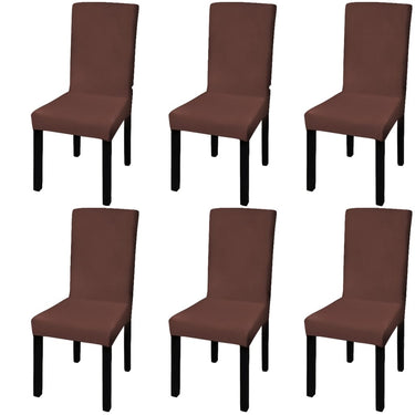 Vidaxl stoelhoezen 6 st stretch recht bruin