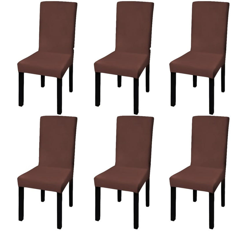 Load image into Gallery viewer, Vidaxl stoelhoezen 6 st stretch recht bruin
