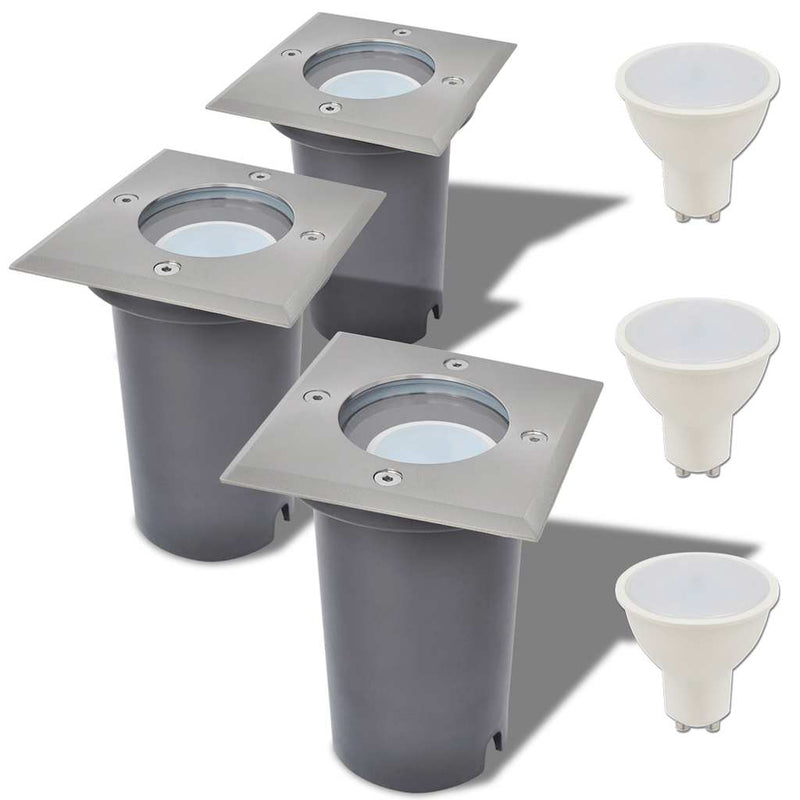 Load image into Gallery viewer, Vidaxl led-grondspots buiten 3 stuks vierkant
