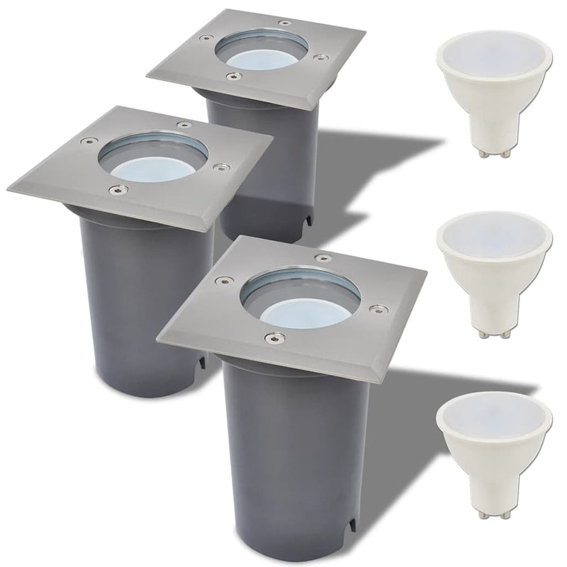 Load image into Gallery viewer, Vidaxl led-grondspots buiten 3 stuks vierkant
