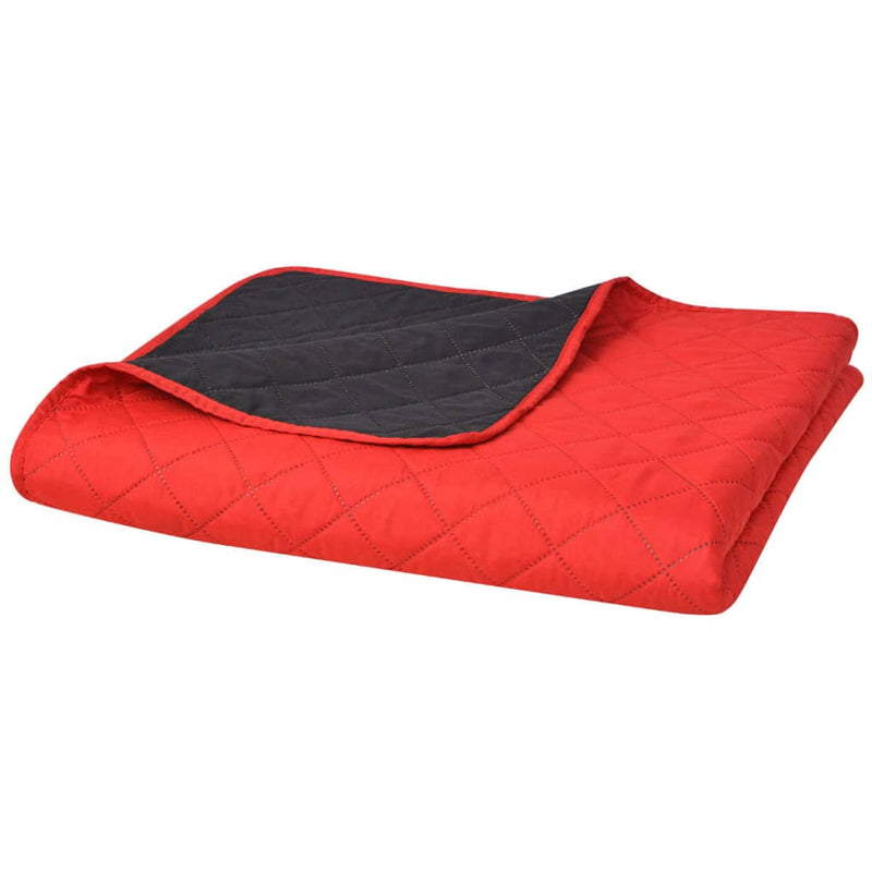 Load image into Gallery viewer, Vidaxl dubbelzijdige quilt bedsprei rood en zwart 230x260 cm
