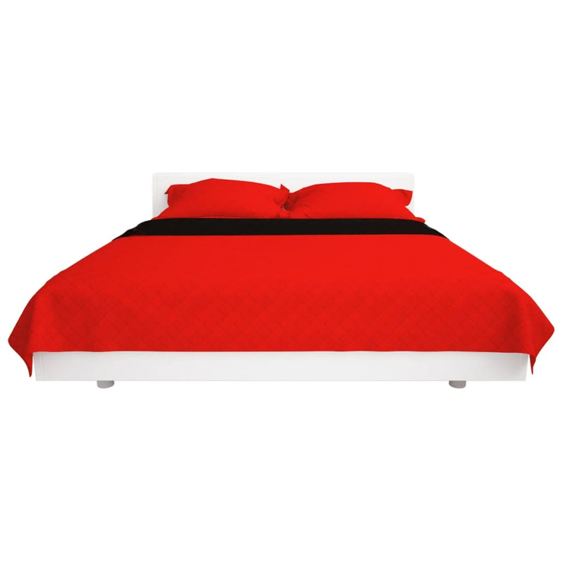 Load image into Gallery viewer, Vidaxl dubbelzijdige quilt bedsprei rood en zwart 230x260 cm
