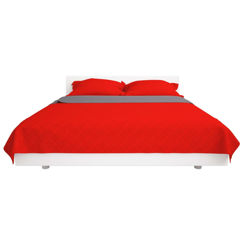 Load image into Gallery viewer, Vidaxl dubbelzijdige quilt bedsprei rood en grijs 170x210 cm
