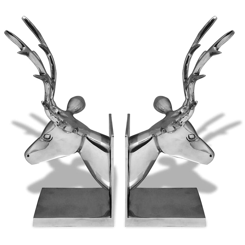 Load image into Gallery viewer, Vidaxl boekensteunen herten 2 stuks aluminium zilver
