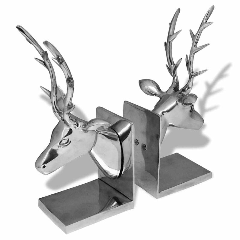 Load image into Gallery viewer, Vidaxl boekensteunen herten 2 stuks aluminium zilver
