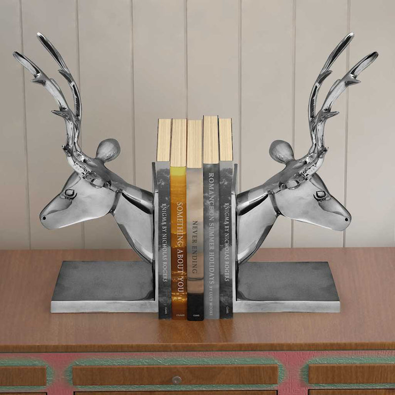 Load image into Gallery viewer, Vidaxl boekensteunen herten 2 stuks aluminium zilver
