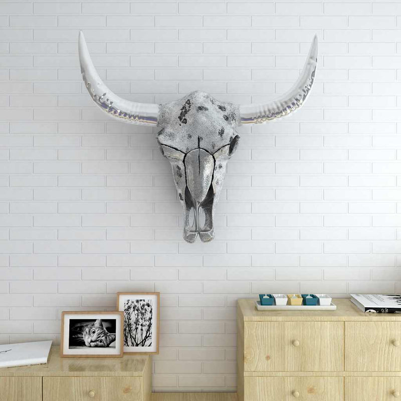 Load image into Gallery viewer, Vidaxl schedel muurdecoratie aluminium zilver
