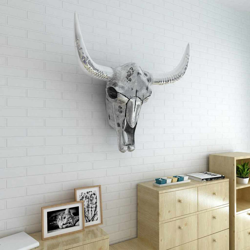Load image into Gallery viewer, Vidaxl schedel muurdecoratie aluminium zilver
