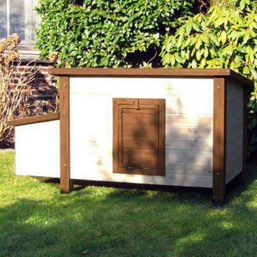 @pet kippenhok 136x74,5x75 cm hout wit en bruin