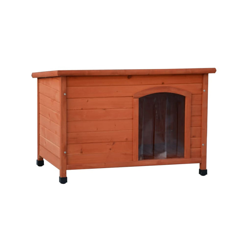 Afbeelding laden in galerijviewer, @pet hondenhok met kunststof flappen bungalow 85x57x59 cm naturel
