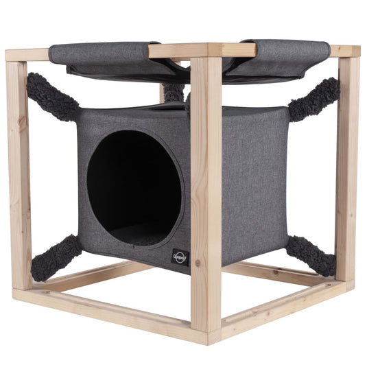 Quapas! kattenbed met hangmat catcube m 54x54x54 cm grijs