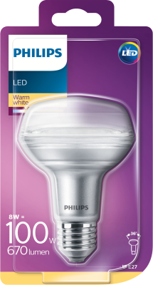 Philips led cla 8w (100w) r80 e27 ww 36d reflectorlamp