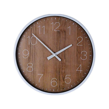 Overige merken analoge wandklok 25 cm houtmotief zilver