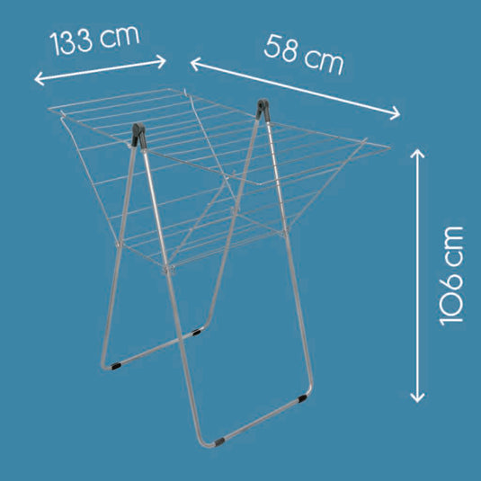 Tomado-metaltex vento 25 droogrek 133x109x58 cm zilver 25m drooglengte