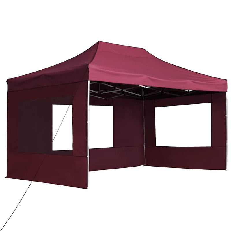 Load image into Gallery viewer, Vidaxl partytent inklapbaar met wanden 4,5x3 m aluminium wijnrood
