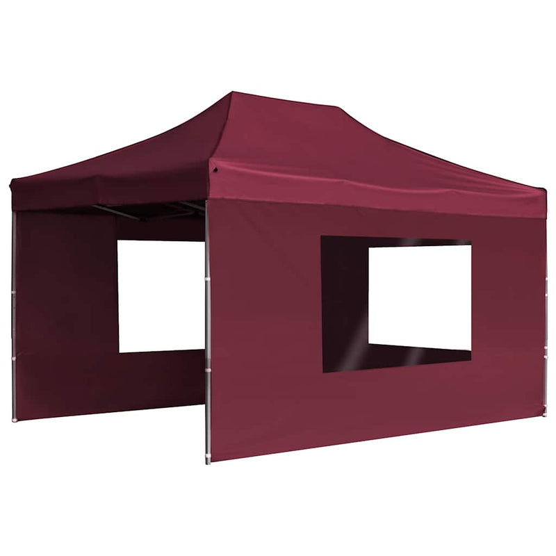 Load image into Gallery viewer, Vidaxl partytent inklapbaar met wanden 4,5x3 m aluminium wijnrood
