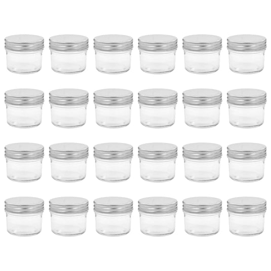VidaXL Jampotten met zilverkleurige deksels 24 st 110 ml glas
