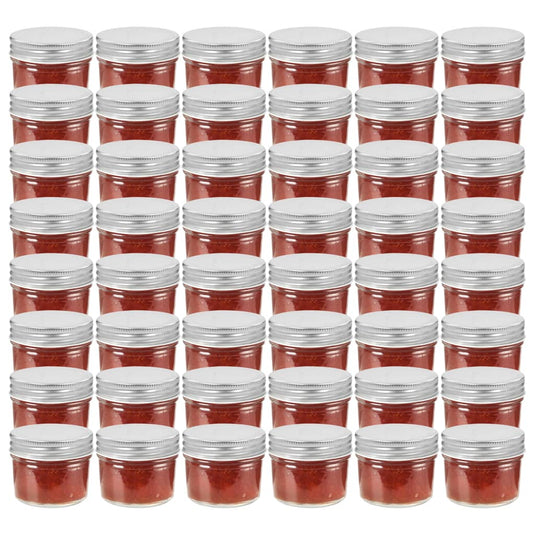 Vidaxl jampotten met zilverkleurige deksels 48 st 110 ml glas