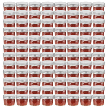 Vidaxl jampotten met zilverkleurige deksels 96 st 110 ml glas