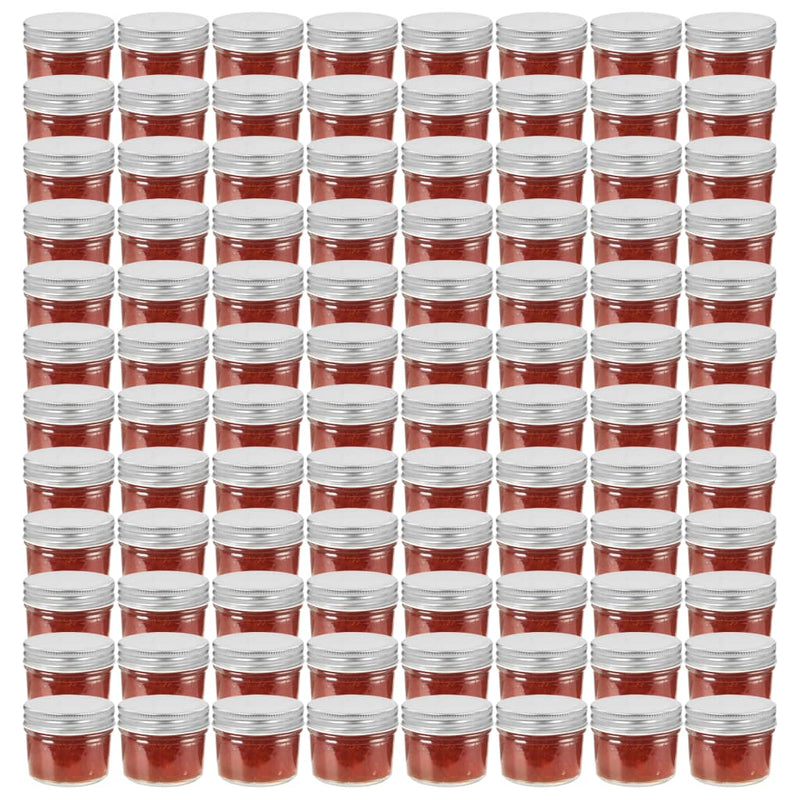Afbeelding laden in galerijviewer, Vidaxl jampotten met zilverkleurige deksels 96 st 110 ml glas
