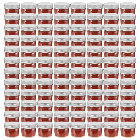 Vidaxl jampotten met zilverkleurige deksels 96 st 110 ml glas