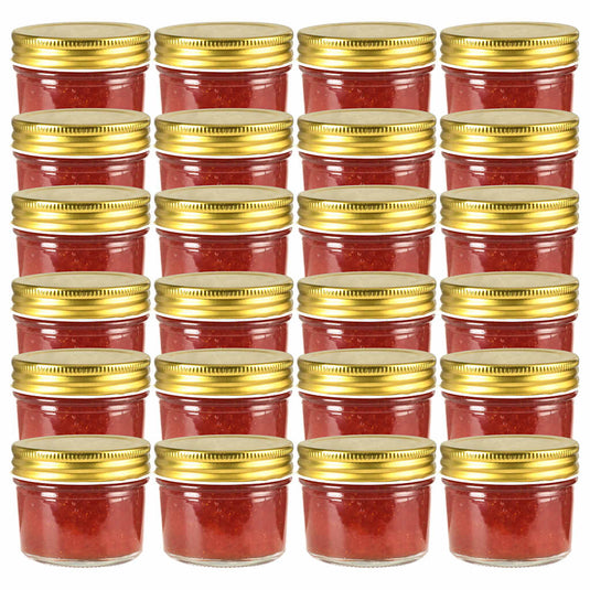 Vidaxl jampotten met goudkleurige deksels 24 st 110 ml glas