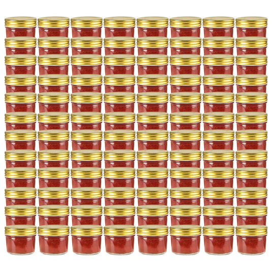 Vidaxl jampotten met goudkleurige deksels 96 st 110 ml glas
